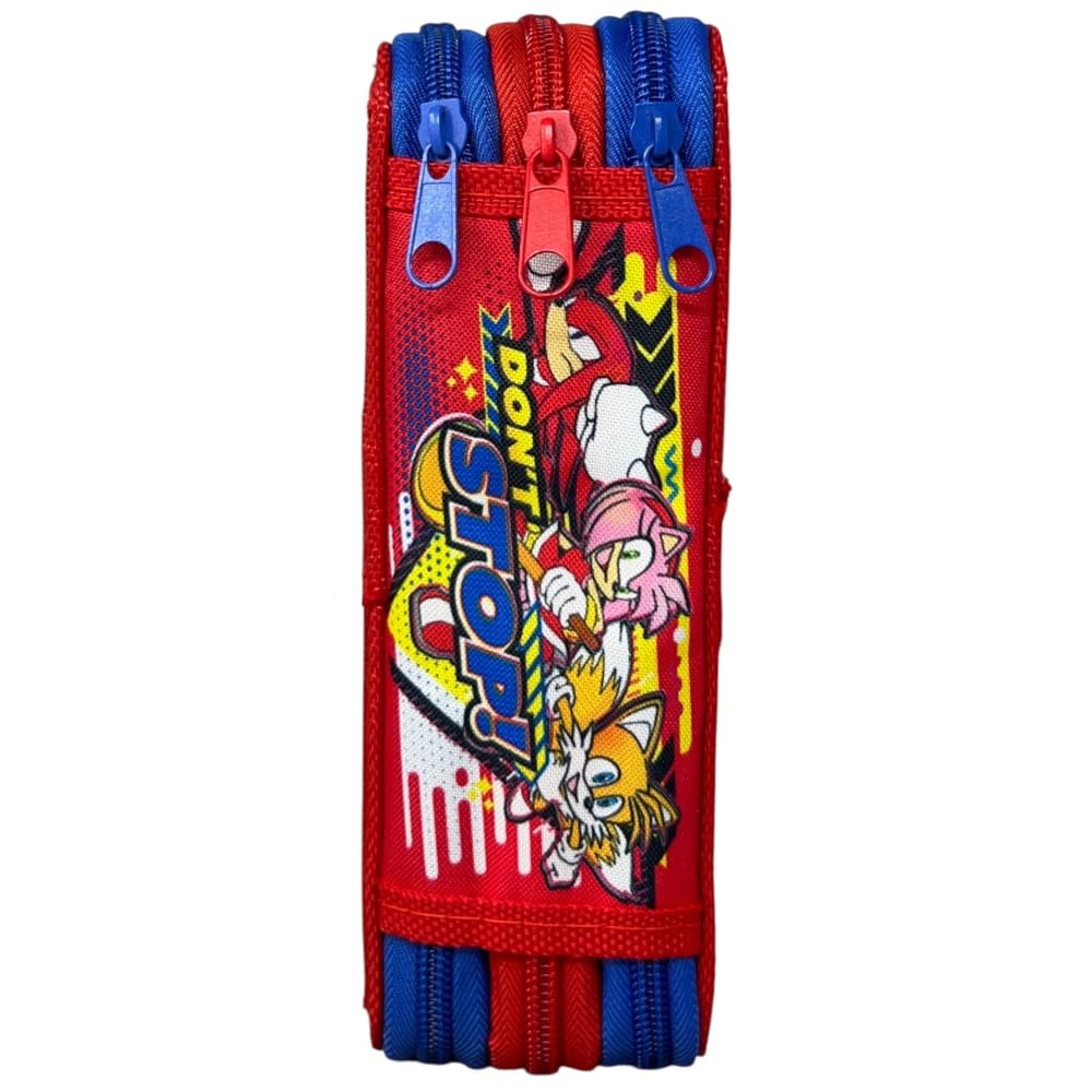 CARTOON Astuccio 3 zip Sonic triplo completo 44 pezzi cancelleria per la scuola multiscomparto penne 6