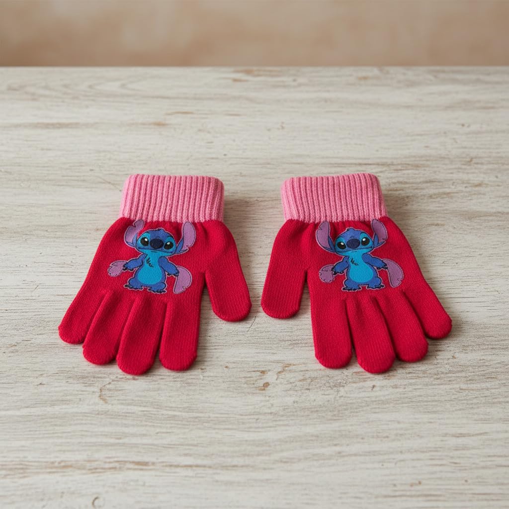 Disney Stitch Guanti Bambina Invernali Magici, Rosa e Fucsia, Taglia Unica 4