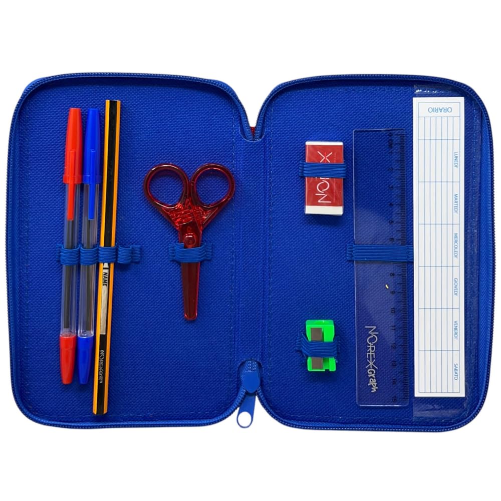 CARTOON Astuccio 3 zip Sonic triplo completo 44 pezzi cancelleria per la scuola multiscomparto penne 3