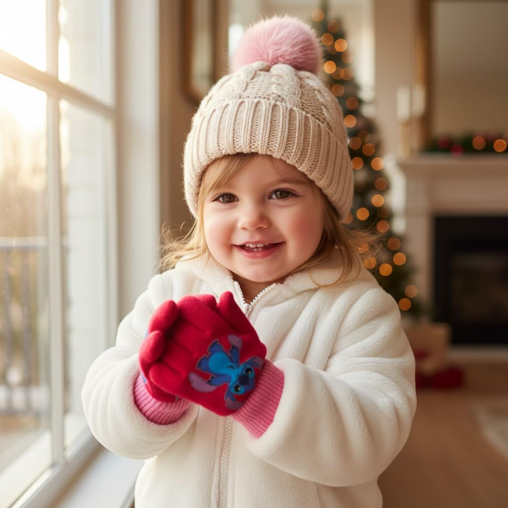 Disney Stitch Guanti Bambina Invernali Magici, Rosa e Fucsia, Taglia Unica 3