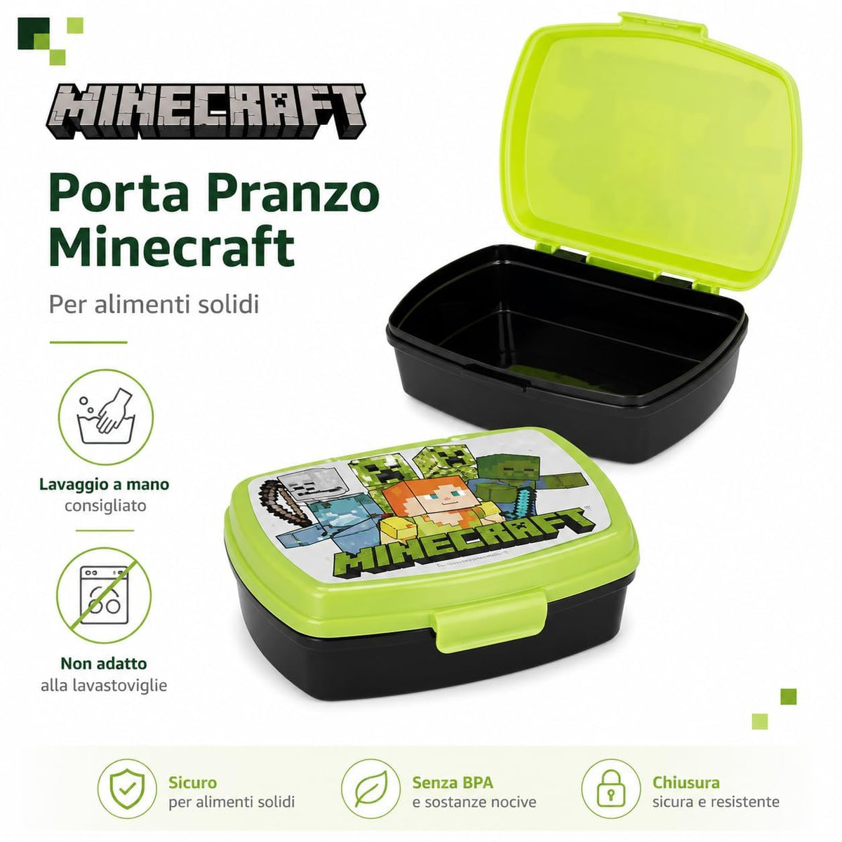 MINECRAFT - Contenitore Portapranzo Porta merenda Scatola Sandwich Box per Bambini 8