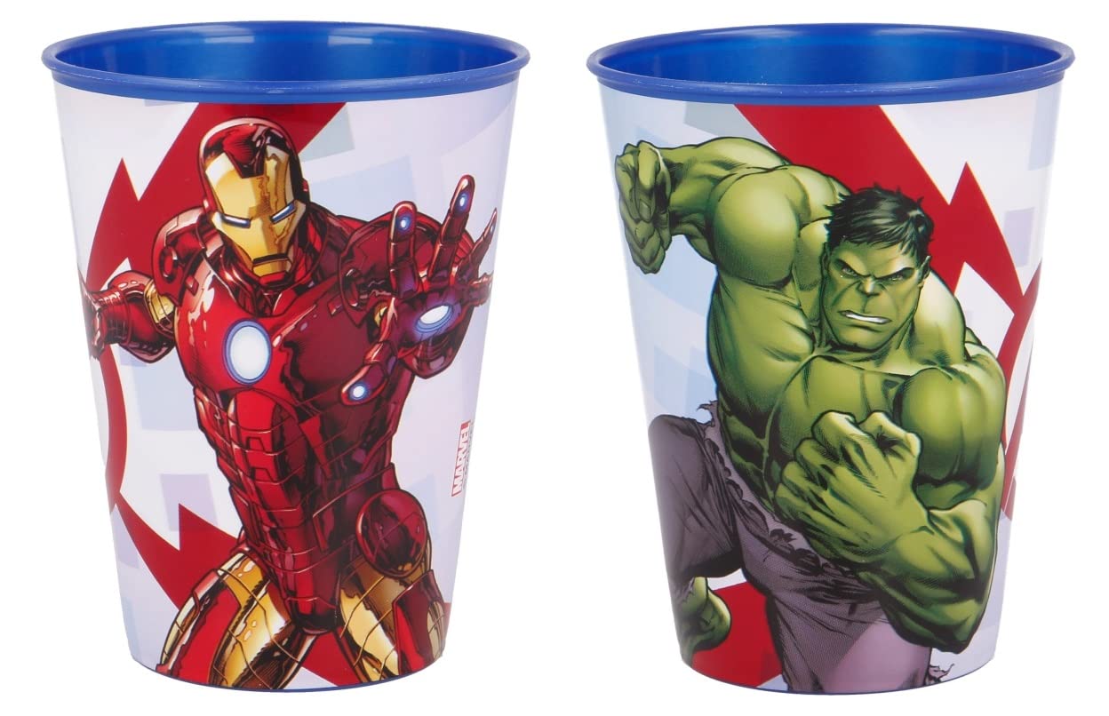 Set 2 Bicchieri  Bambini 260 ml in plastica Senza BPA Regalo  Ragazzi (Avengers Hulk)
