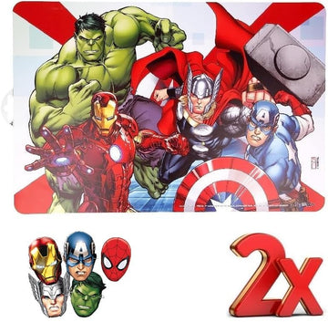 2 Pezzi Tovaglietta Americana Plastificata Sottopiatto Colazione e Pranzo Bambini (Hulk Avengers)