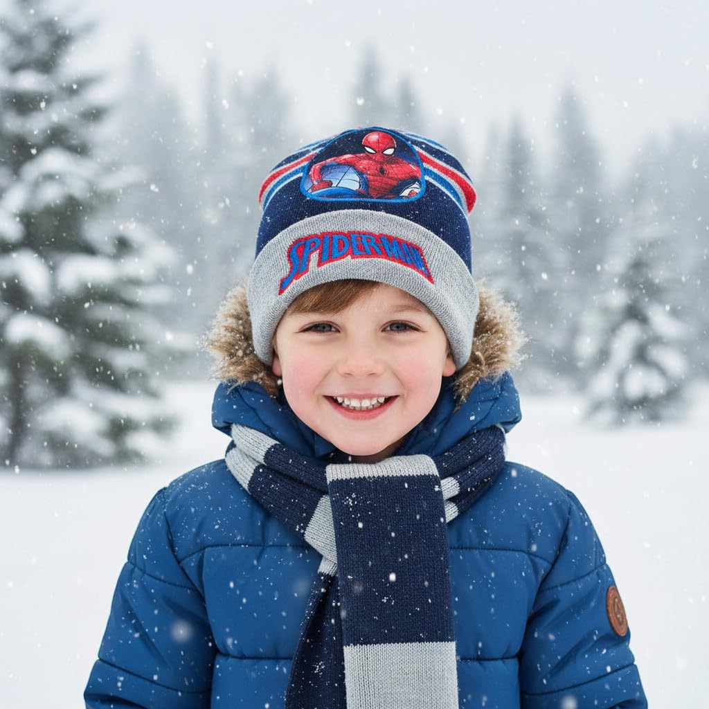 Marvel Cappello Invernale Spider-Man Grigio, Berretto in Maglia per Bambini 4