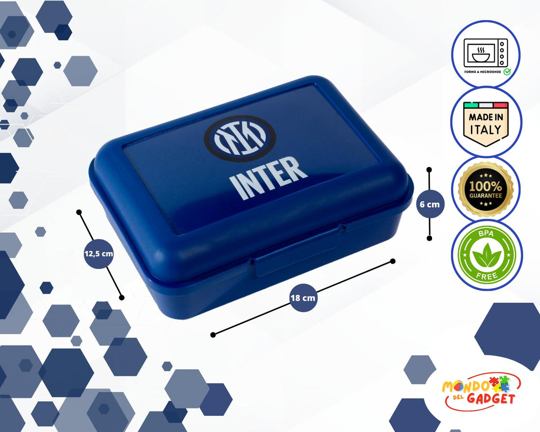Mondo del Gadget Porta Merenda Inter Store Ufficiale - Box Lunch Portamerenda e Pranzo per Bambini –