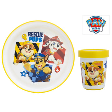 Set di stoviglie bicolore composto da 2 pezzi: Piatto e bicchiere per bambini con base antiscivolo
