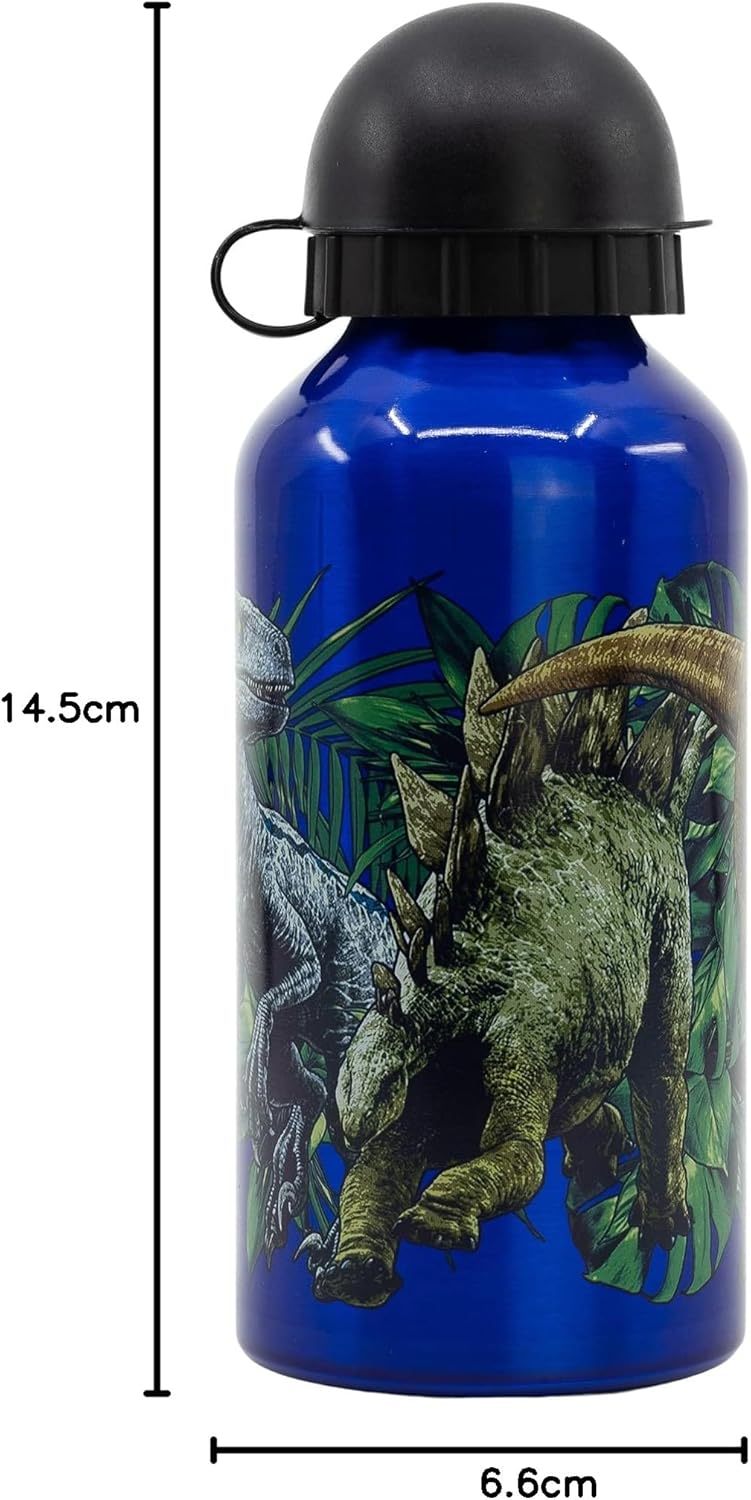 Borraccia Scuola Bottiglia Sport in Alluminio Bambini 400ml con Beccuccio Retraibile JURASSIC WORLD