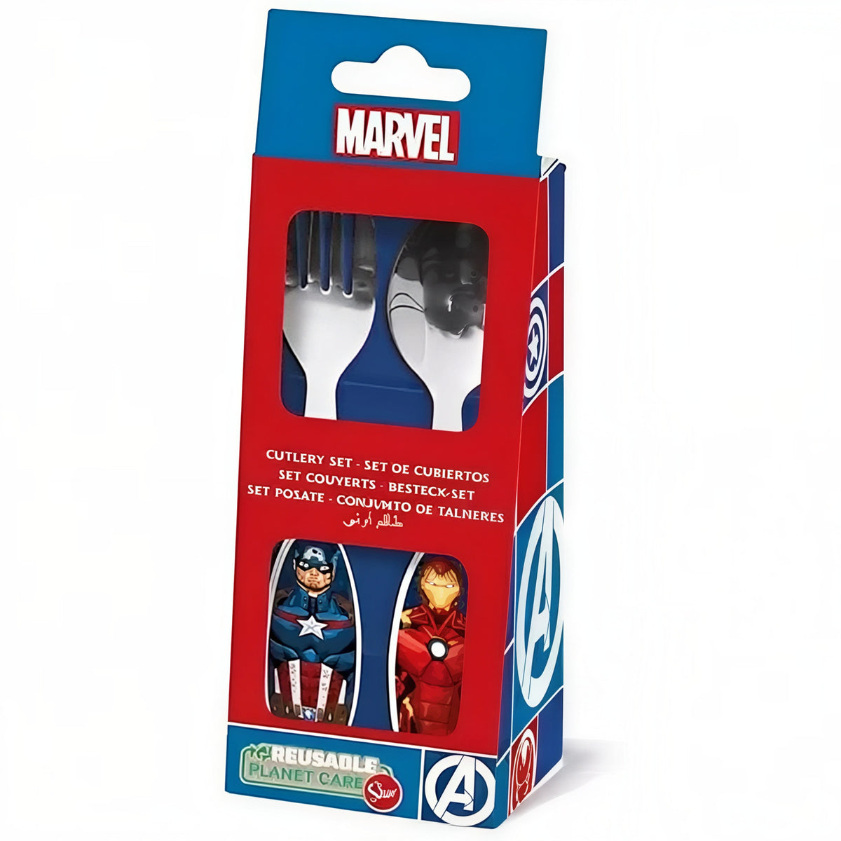 Set Posate  Bambini in Acciaio Inossidabile - Forchetta e Cucchiaio ( AVENGERS Hulk)