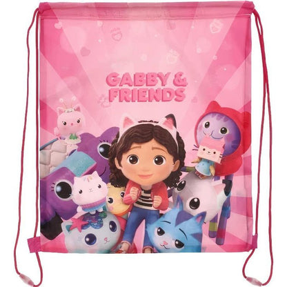 Sacca Sportiva con manici e tasca per Bambino, Borsa Coulisse Zaino per Asilo, Palestra, Piscina, Viaggio, Portascarpe GABBY