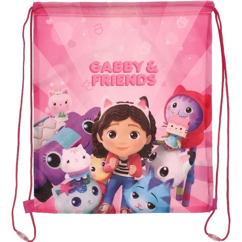 Sacca Sportiva con manici e tasca per Bambino, Borsa Coulisse Zaino per Asilo, Palestra, Piscina, Viaggio, Portascarpe GABBY