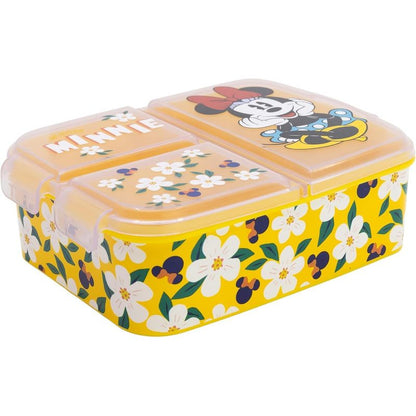 Porta Merenda Scuola con 3 scomparti Portamerenda in Plastica Bambini Pranzo Launch Box - (per Minnie Mouse)