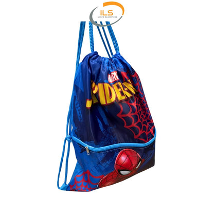 SPIDERMAN - Sacca Sportiva con manici e tasca per Bambino, Borsa Coulisse Zaino per Asilo, Palestra, Piscina, Viaggio, Portascarpe | per SPIDERMAN