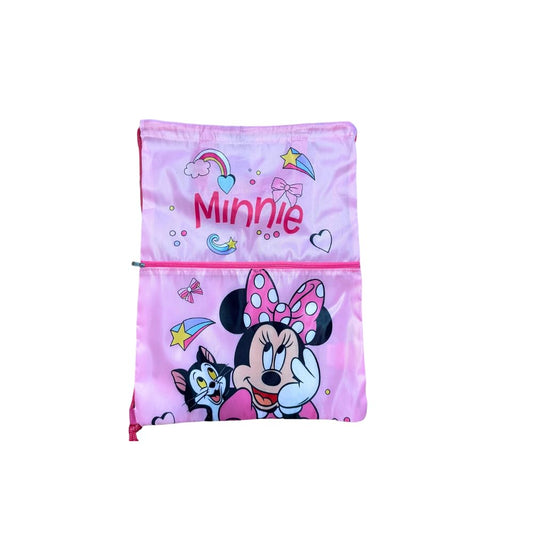 Sacca Sportiva con manici e tasca per Bambino, Borsa Coulisse Zaino per Asilo, Palestra, Piscina, Viaggio, Portascarpe ( MINNIE MOUSE)