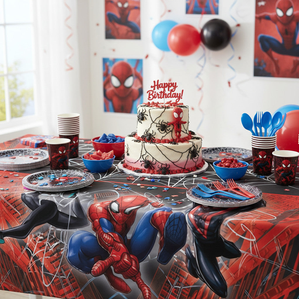 Tovaglia decorazione per compleanno dei bambini e feste a tema, Rettangolare, 120 cm x 180 cm, lavabile SPIDER