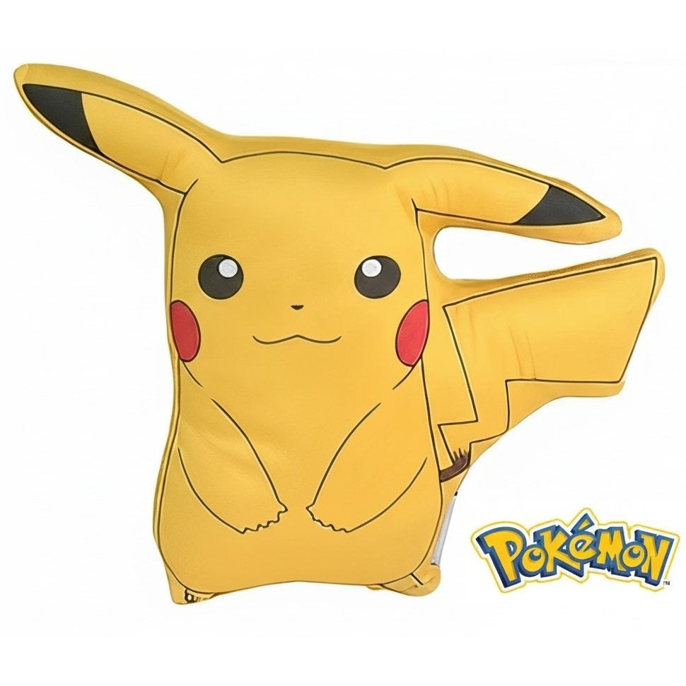 POKEMON - Cuscino 3D ufficiale a forma di personaggio Sagomato Pikachu, 31 cm x 33 cm, peluche lavabile