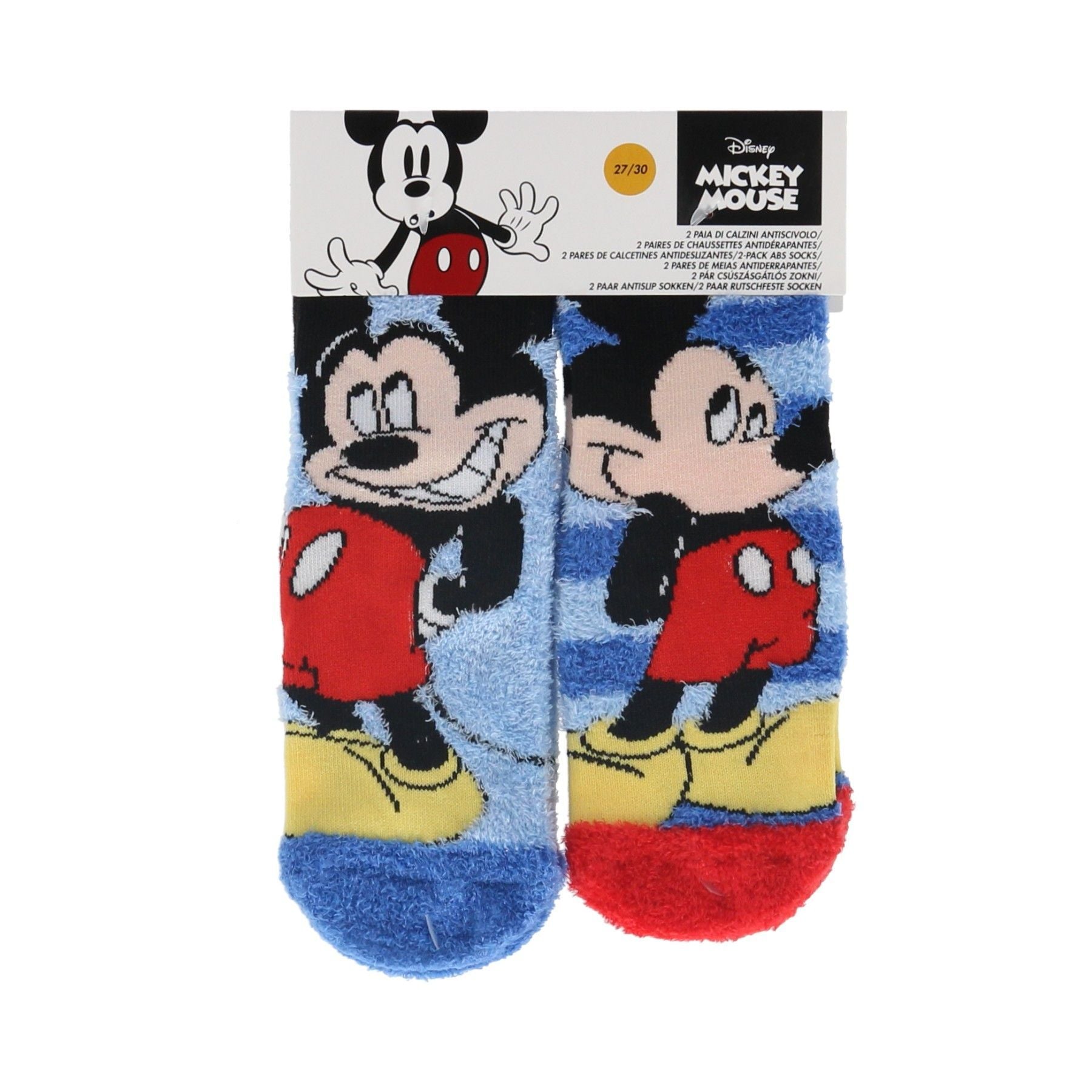2 Paia Calzini Antiscivolo Ufficiali Mickey Mouse - Calze Bimbi Anti Scivolo