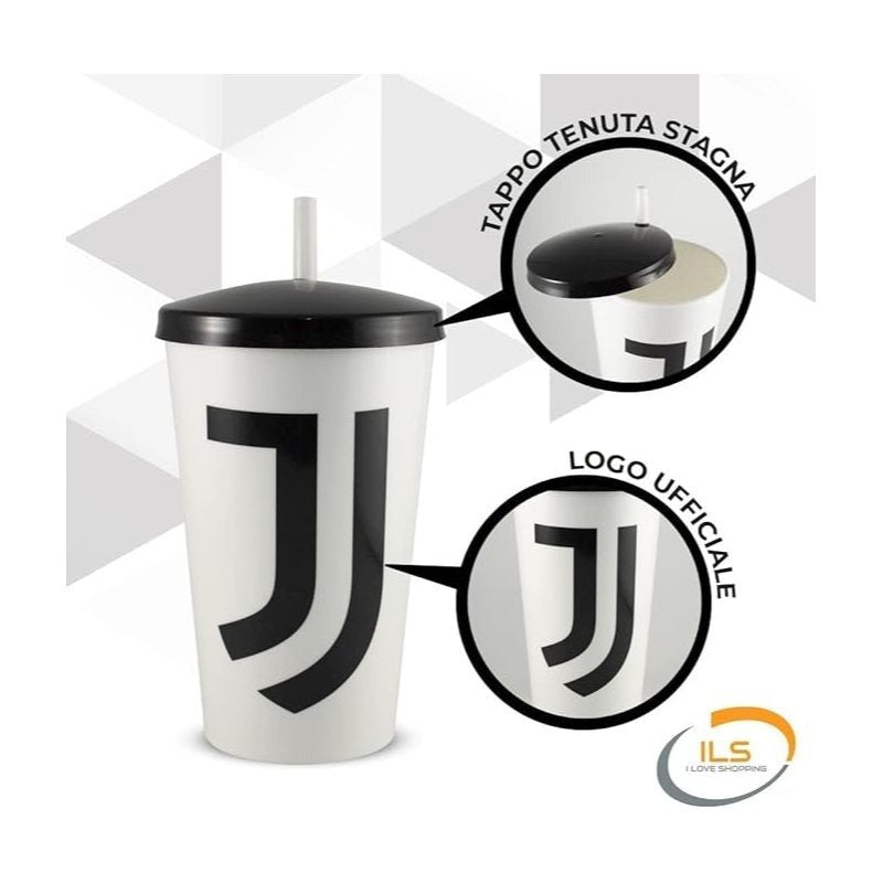 Bicchiere Ufficiale con Tappo in plastica 430ml  Tifoso Bambini Made in Italy ( JUVENTUS)