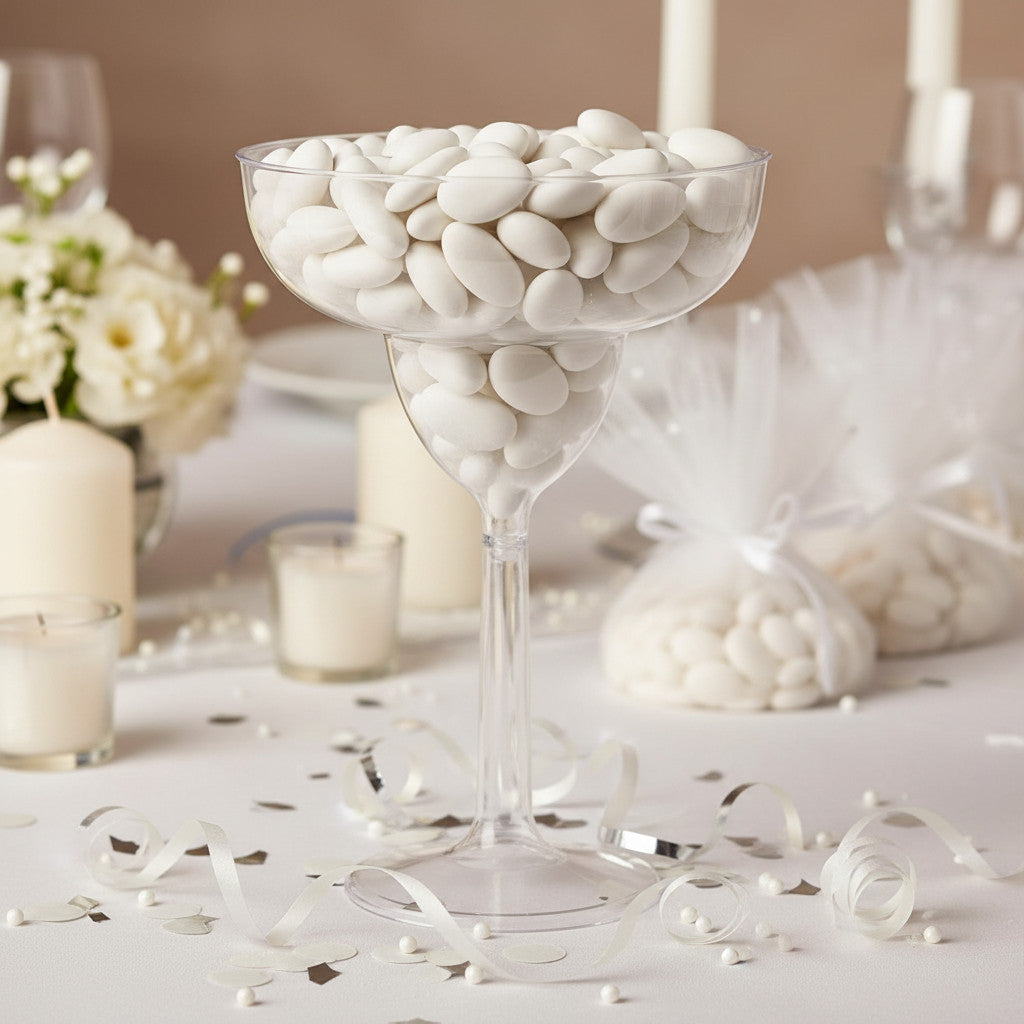 Maxi Calice PVC Margarita 24 cm - per Table Cake Feste Party trasparente con gambo corto in plastica