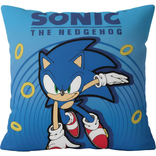 SONIC - Cuscino Ufficiale Arredo 40x40 cm morbido con imbottitura 100% poliestere per cameretta bambini e ragazzi