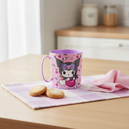 Tazza Bicchiere in plastica 350ml per Microonde con manico Bambini colazione KUROMI