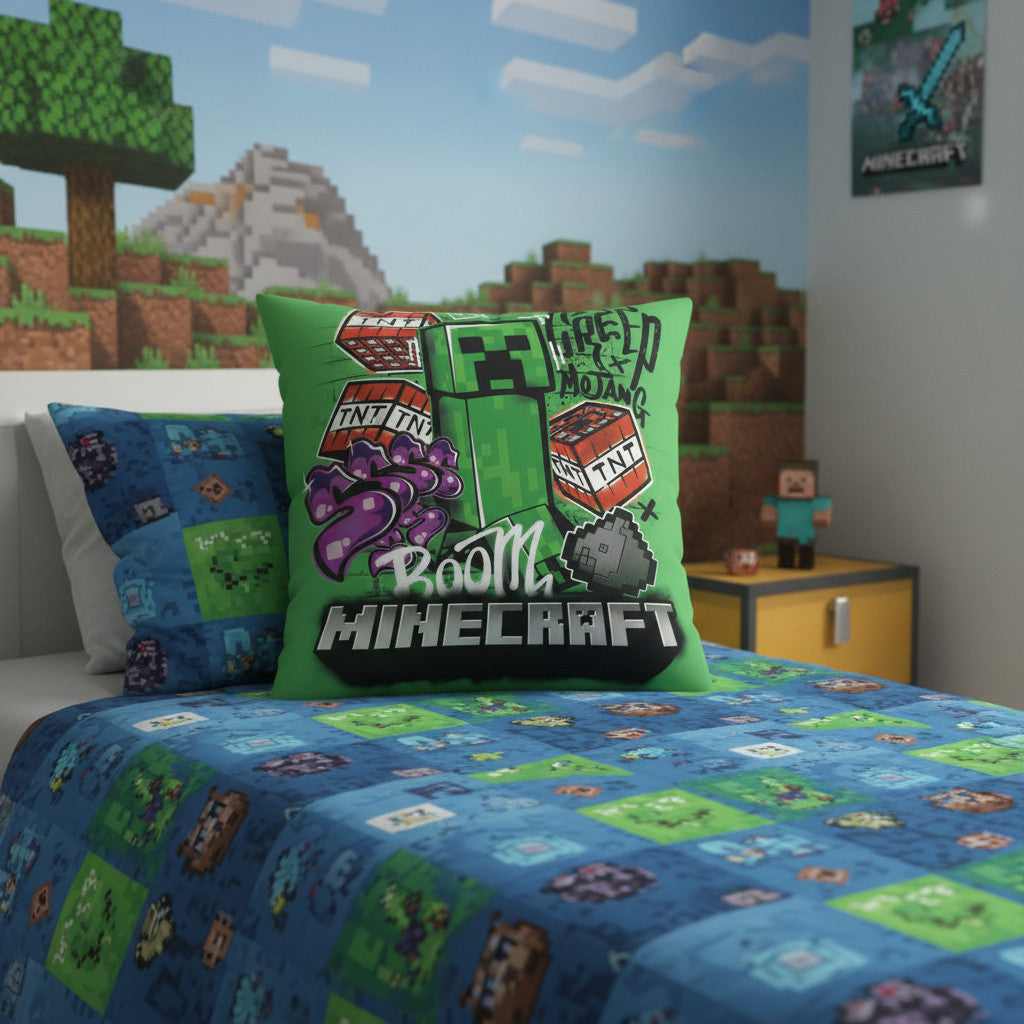 MINECRAFT - Cuscino ufficiale Arredo 40x40 cm morbido con imbottitura 100% poliestere