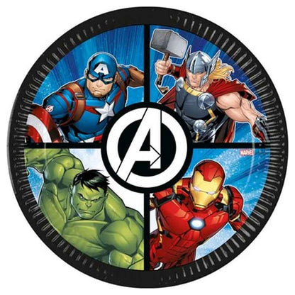 Kit Festa 8 Persone Set Tavola Addobbi Party Compleanno con 8 Piatti, 8 Bicchieri e 20 tovaglioli AVENGERS
