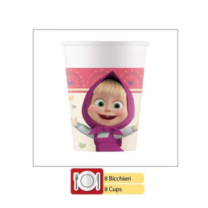 Kit Festa 8 Persone Set Tavola Addobbi Party Compleanno con 8 Piatti, 8 Bicchieri e 20 tovaglioli Orso