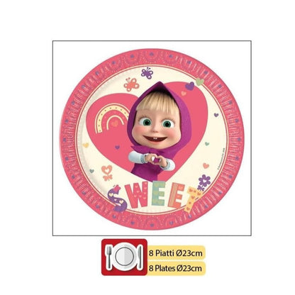 Kit Festa 8 Persone Set Tavola Addobbi Party Compleanno con 8 Piatti, 8 Bicchieri e 20 tovaglioli Orso