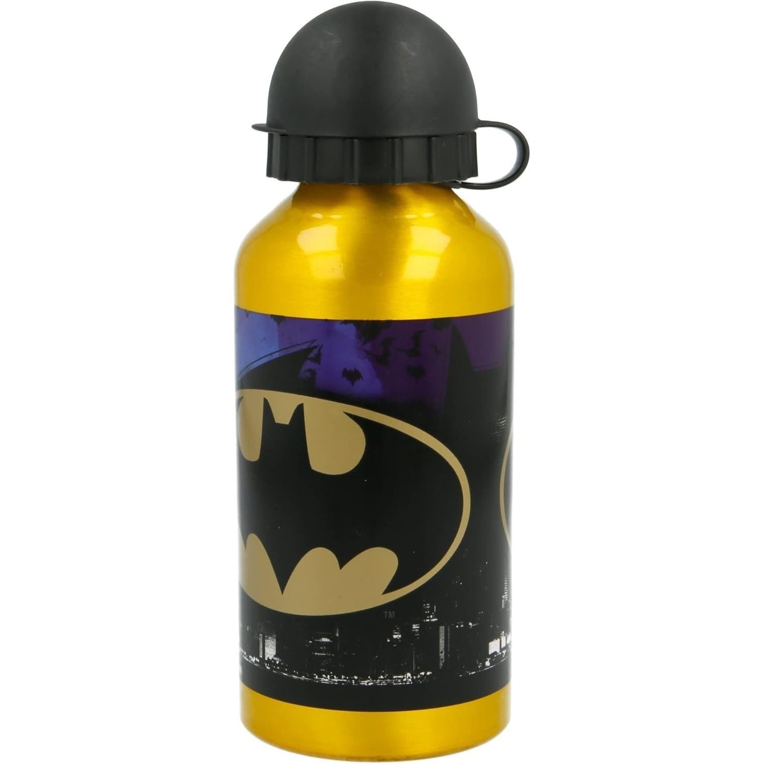 Borraccia Ufficiale Scuola Bottiglia Sport Batman in Lega di Alluminio per Bambini e Ragazzi 400ml con Beccuccio Retraibile