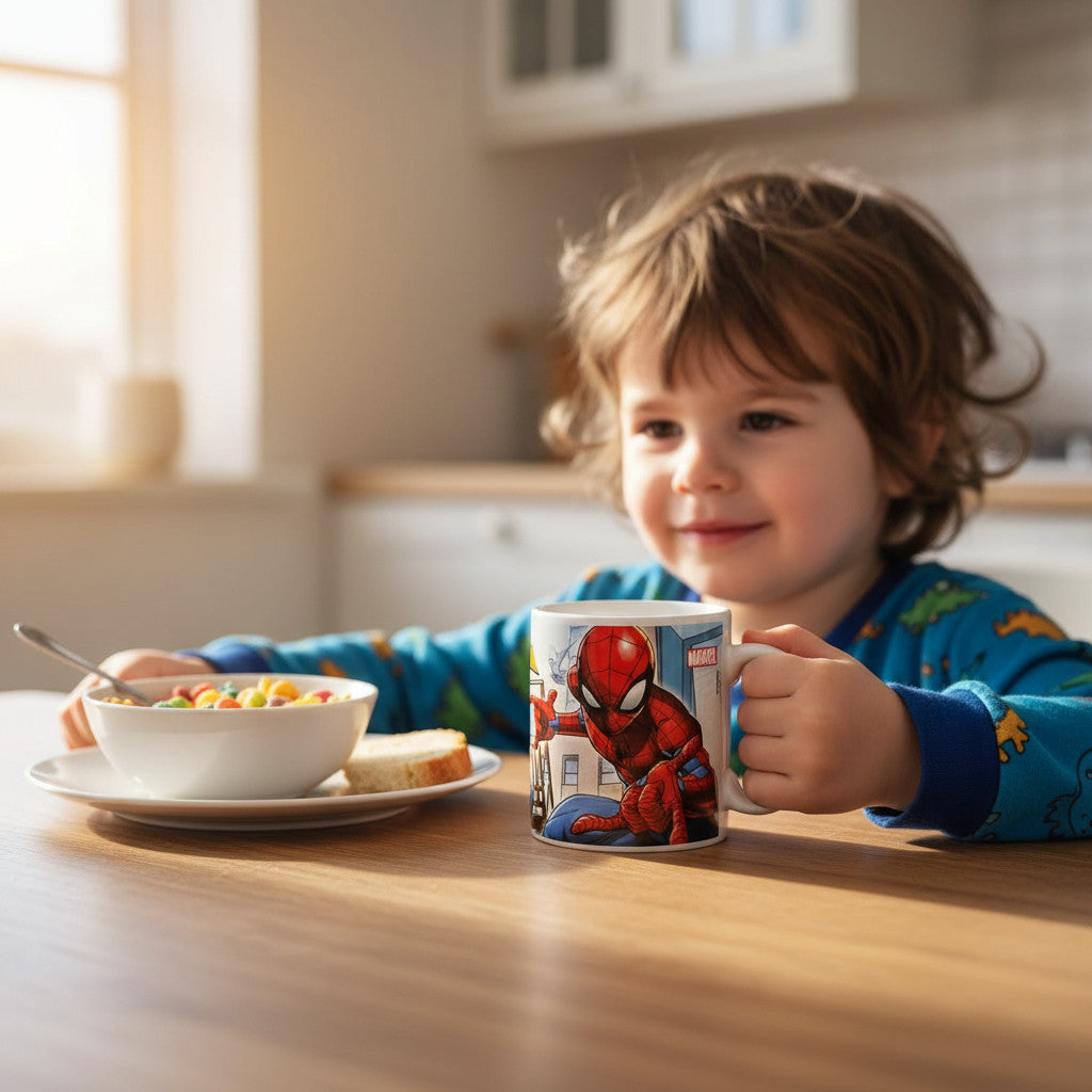 Tazza in ceramica per Bambini in confezione regalo (Spiderman)