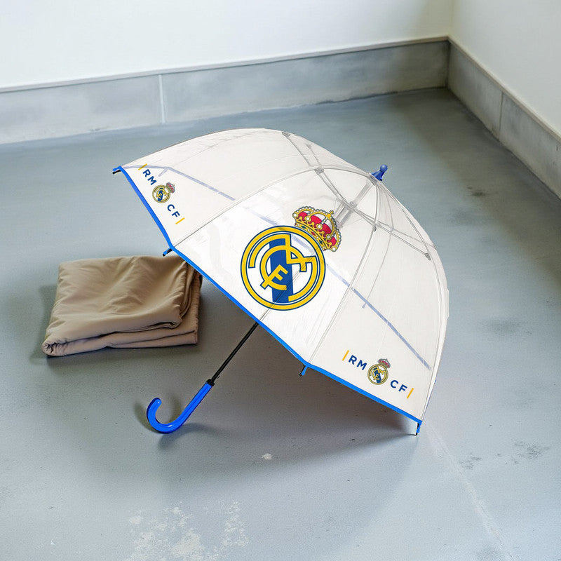 Ombrello Trasparente Real Madrid Bambini Campana Blu e Bianco