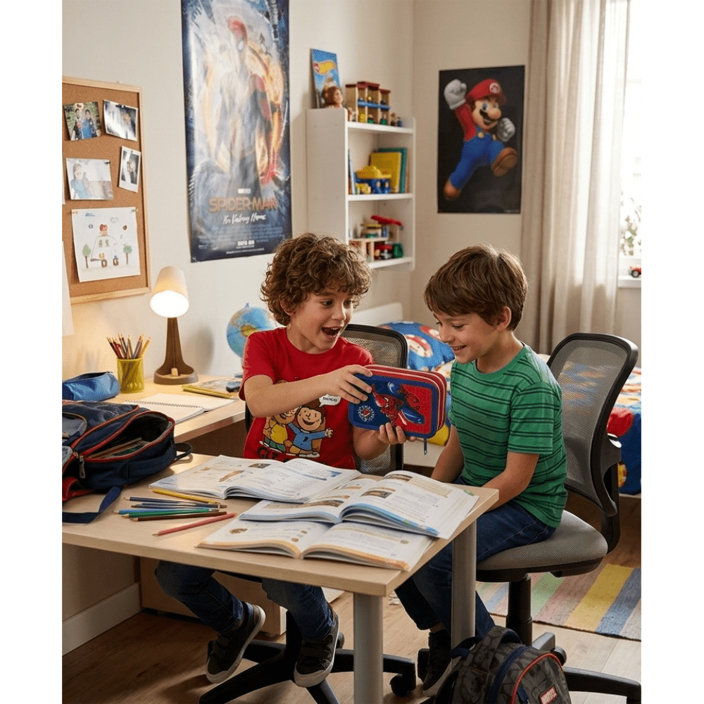 Portapenne Astuccio Triplo Borsellino Scuola e Asilo per Bambini e Ragazzi Supereroi SPIDER