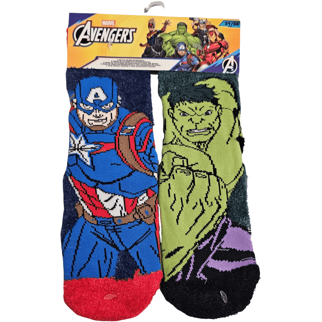 2 paia Calzini HULK Antiscivolo Ufficiali Calze Bambini Bimbi Avengers
