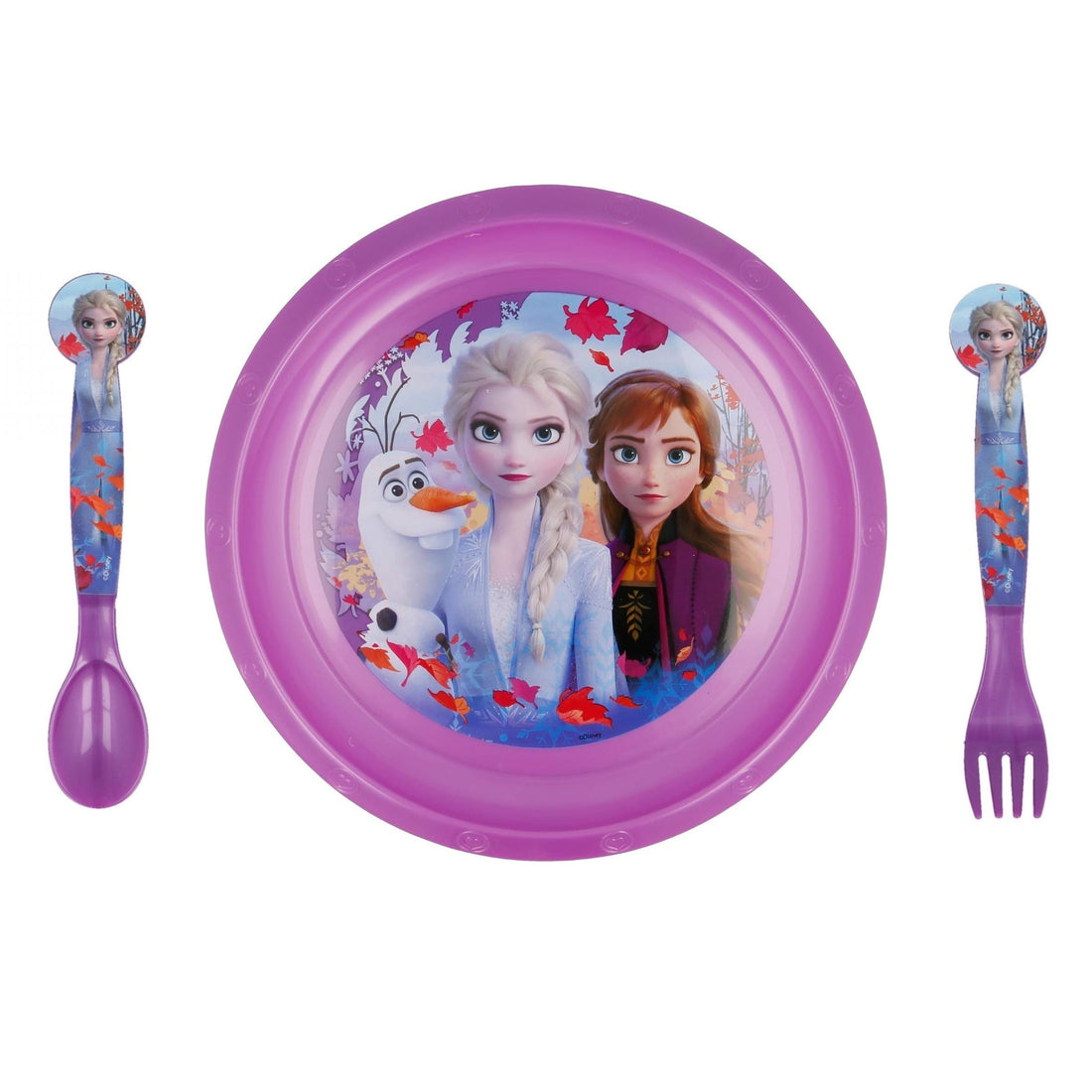 Set Piatto fondo e Posate per Bambini in Plastica Riutilizzabile - Forchetta e Cucchiaio Made in Spa