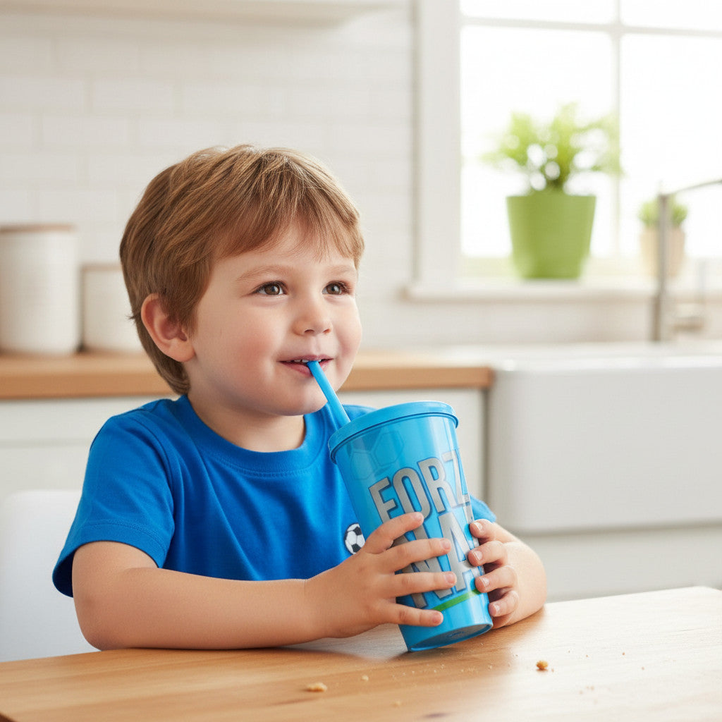 Kids Cup Con Cannuccia e coperchio Riutilizzabile - 430 ml