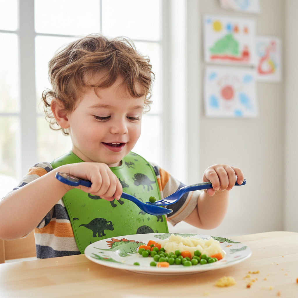 Set Posate  Bambini in Plastica Alimentare senza BPA - Forchetta e Cucchiaio Made in Spain ( JURASSIC WORLD)
