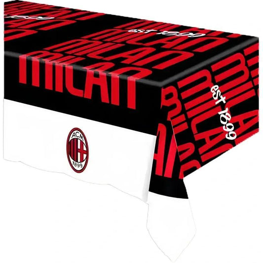 Tovaglia Calcio Tifoso decorazione per compleanno dei bambini e feste a tema, Rettangolare, 120 cm x 180 cm, lavabile - MILAN
