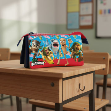 Portapenne Astuccio Triplo Borsellino Scuola e Asilo per Bambini e Ragazzi 22x12cm