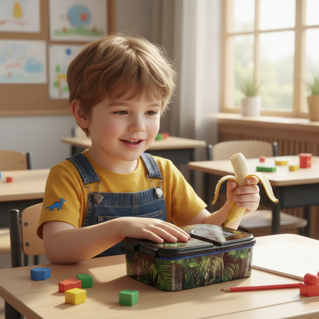 JURASSIC WORLD - Porta Merenda Scuola con 3 scomparti Portamerenda in Plastica Bambini Pranzo Launch Box - BPA Free - DI