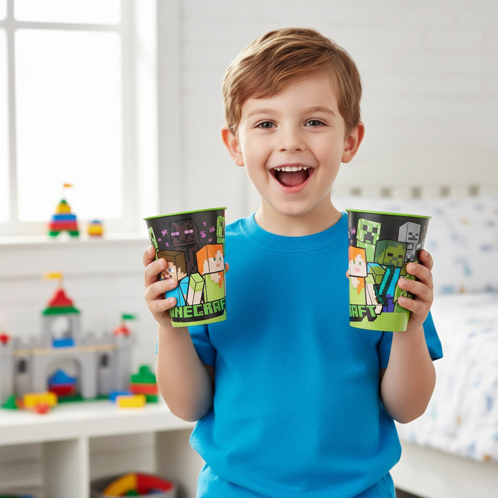 Set 2 Bicchieri per Bambini 260 ml in plastica Regalo per Ragazzi - Adatto per lavastoglie e microonde
