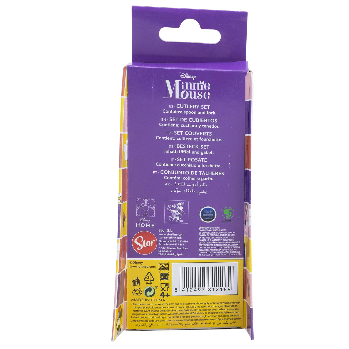 STOR Set 2 Posate Bambini Minni Acciaio Inossidabile Forchetta e Cucchiaio con Manico Decorato per B 4