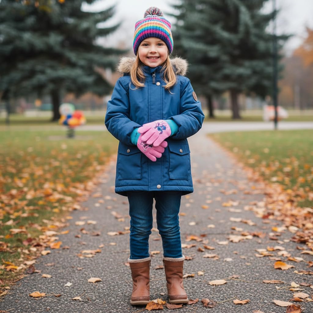 Disney Guanti Stitch bambini invernali, rosa e rosso, taglia unica 3