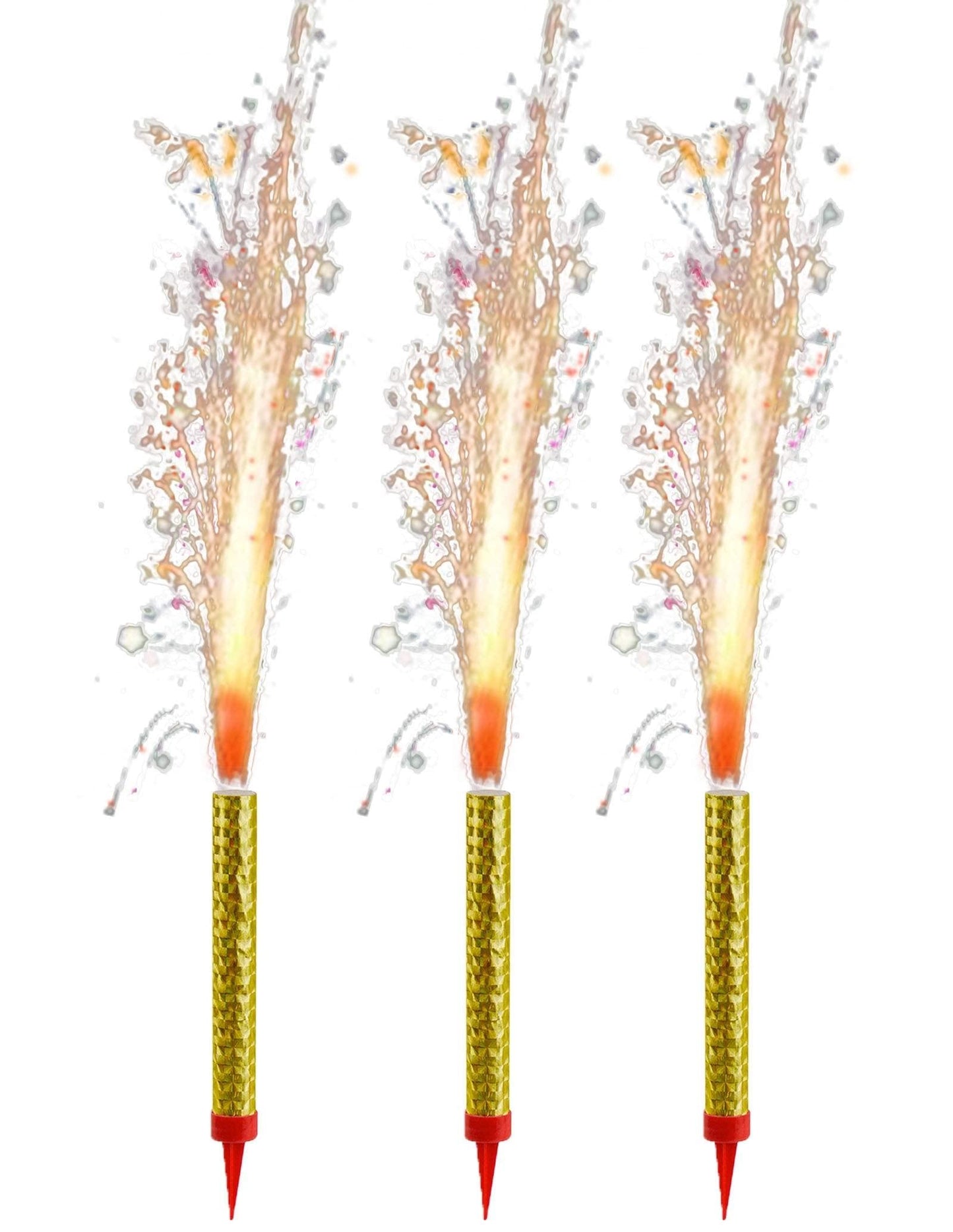 Set 3 Candele Fontana 12cm  feste compleanno decorazione torta festa (Oro)