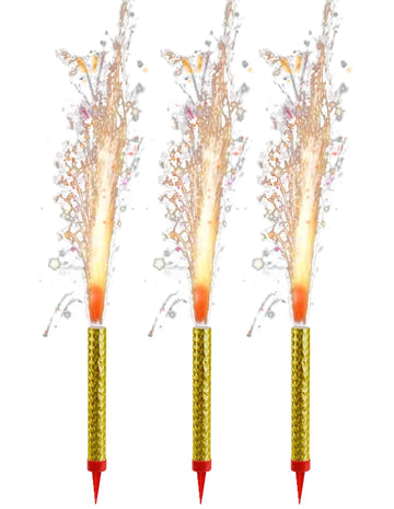 Set 3 Candele Fontana 12cm  feste compleanno decorazione torta festa (Oro)
