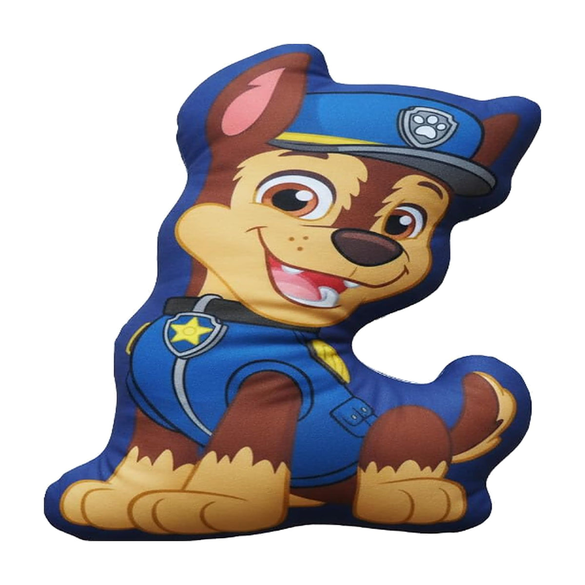 Paw Patrol Cuscino Sagomato Chase 3D, Cuscino Peluche Morbido per Bambini in Microfibra, 35 x 22 cm,