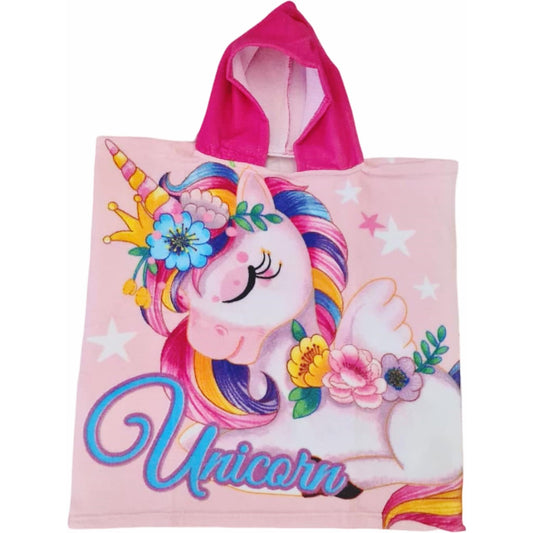 Poncho con cappuccio Asciugamano da spiaggia Mare e piscina Accappatoio in microfibra 55X90 cm asciugatura rapida, ultra morbido (Unicorno)