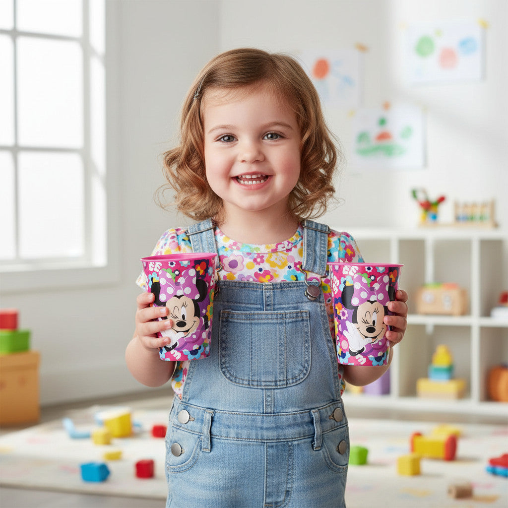 Set 2 Bicchieri per Bambini 260 ml in plastica Senza BPA Regalo per Ragazzi Topolina