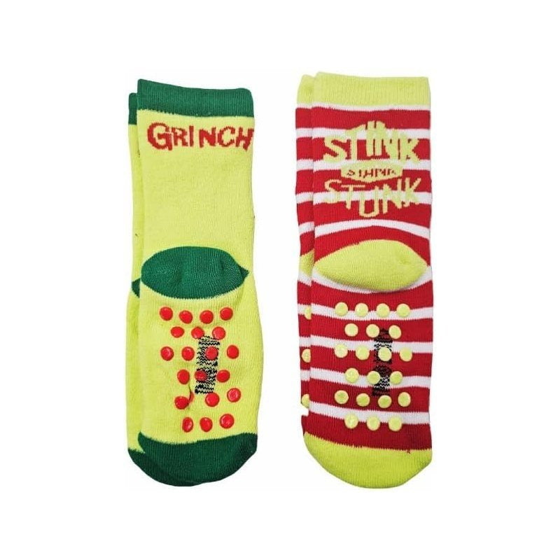 2 Paia Calzini Antiscivolo Ufficiali The Grinch - Calze Bambini Anti Scivolo Bimbi
