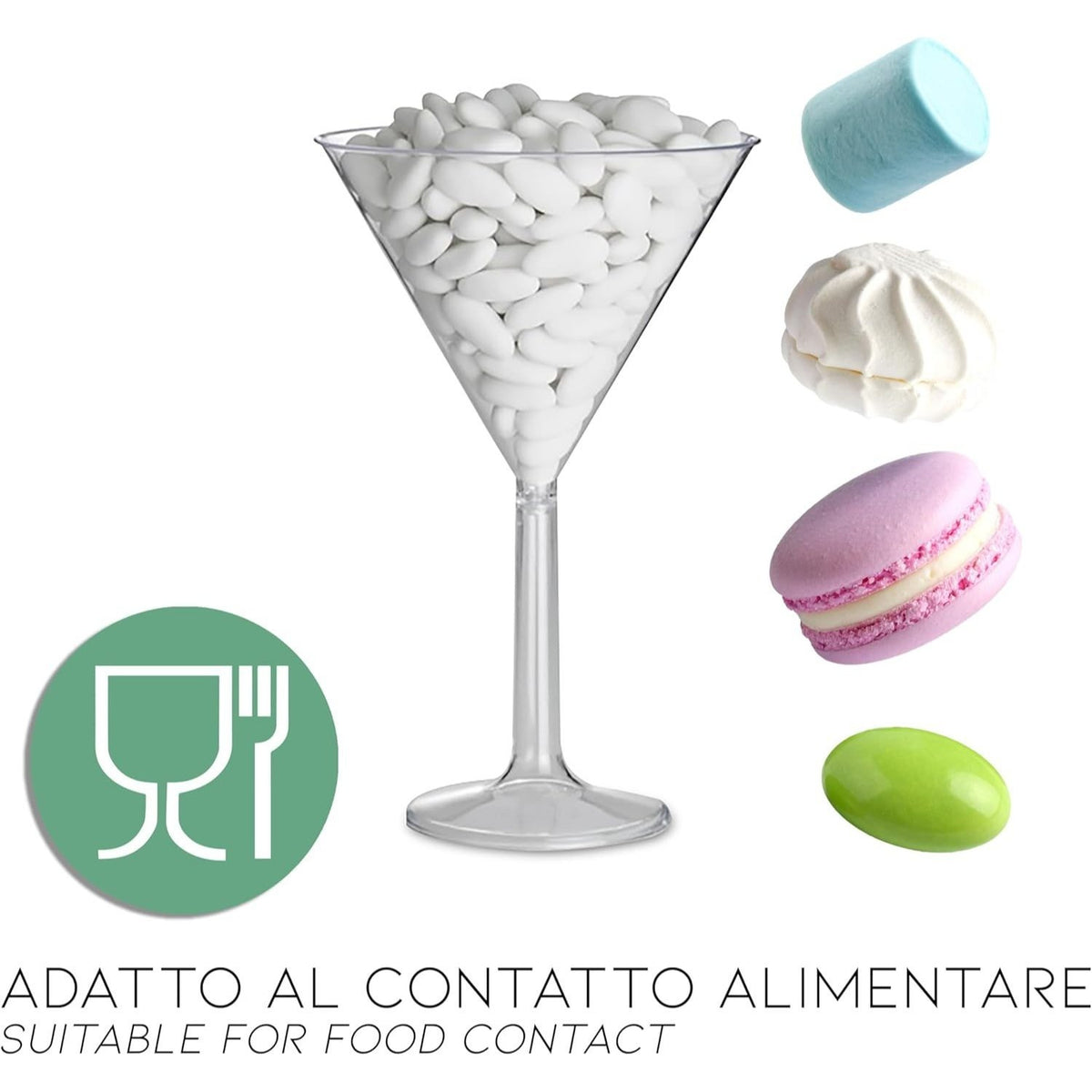 Portaconfetti Coppa trasparente con gambo corto per confetti in plastica per eventi