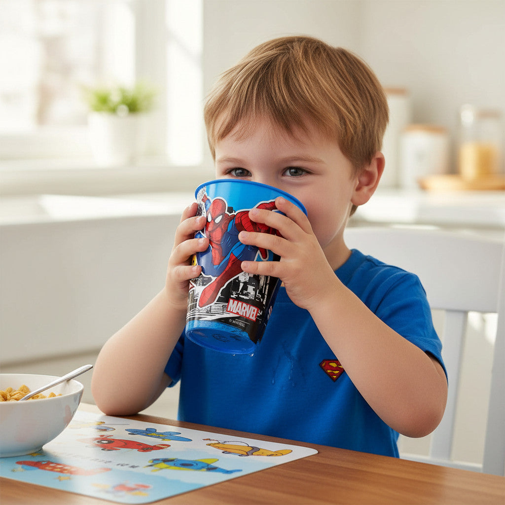 Set 2 Bicchieri  Bambini 260 ml in plastica Senza BPA Regalo  Ragazzi (Spiderman Street)
